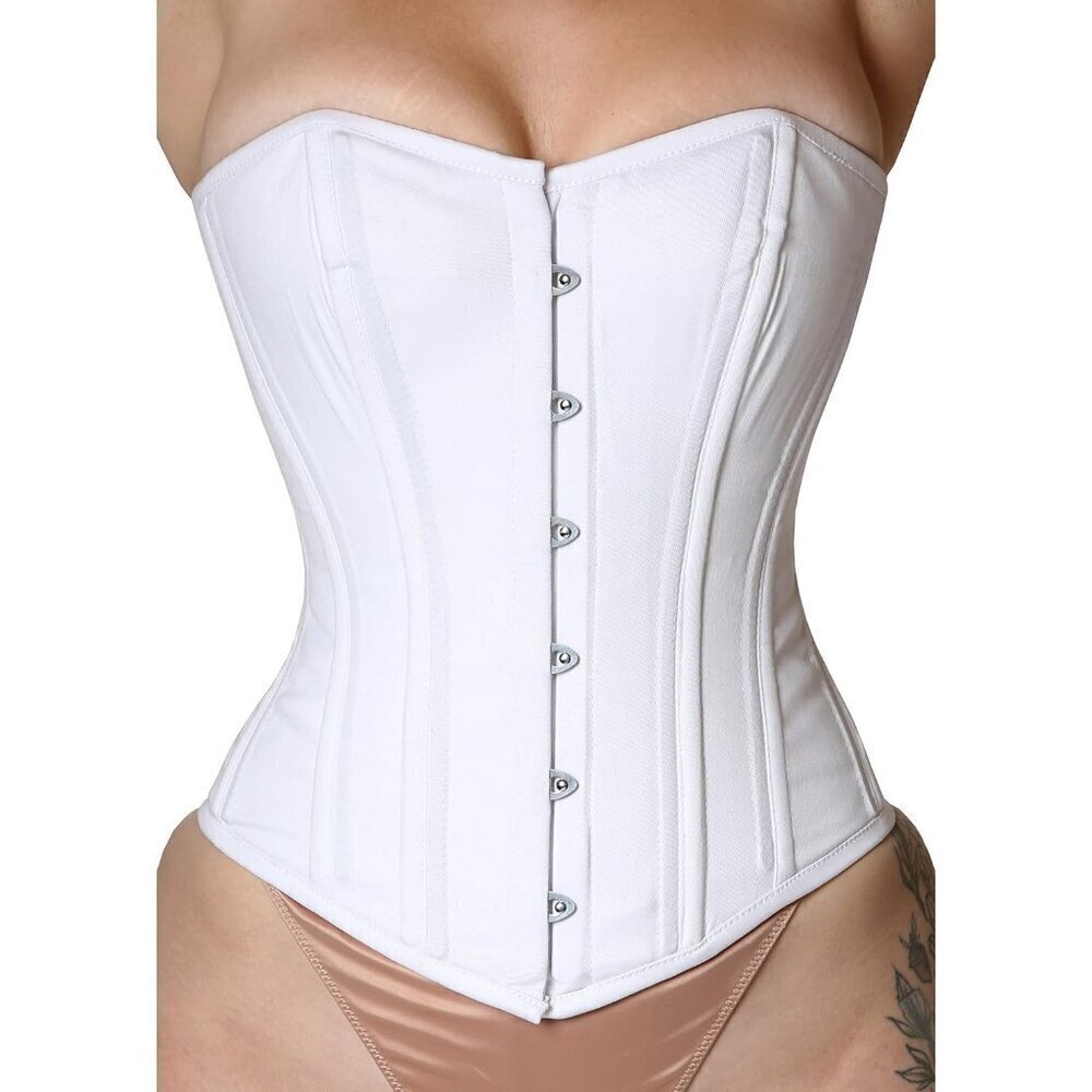 Heavy Duty Corset Waist Trainer Double Steel Boned Shaper White Corset For Women